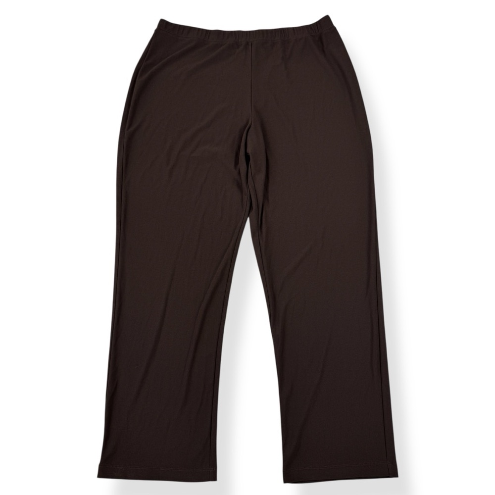 Susan Graver Pull On Pants Womens Large L Brown‎ Casual Trouser Comfort Stretch